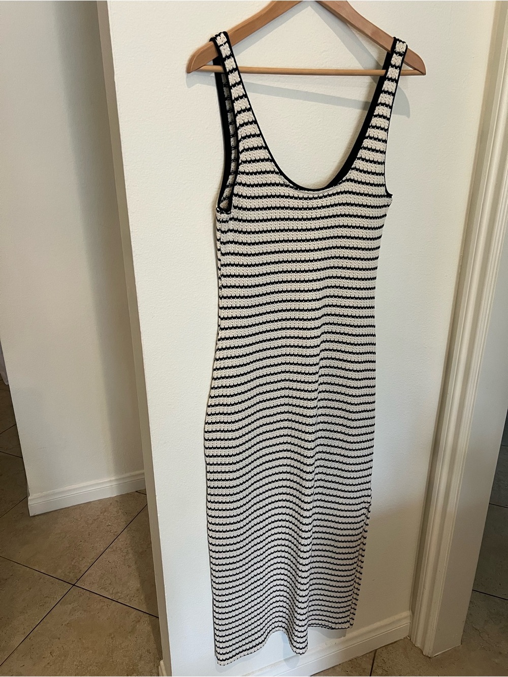 *NWT* Mango Striped Knit Tank Dress in Black and White